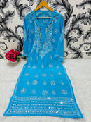 Heavy Gala Daman Mirror Kurta with inner - Chikankari official