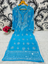 Heavy Gala Daman Mirror Kurta with inner - Chikankari official