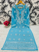 Heavy Gala Daman Mirror Kurta with inner - Chikankari official