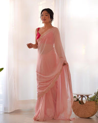 Heavy Georgette’s C - Pallu Embroidered Saree - Chikankari official