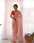 Heavy Georgette’s C - Pallu Embroidered Saree - Chikankari official