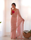 Heavy Georgette’s C - Pallu Embroidered Saree - Chikankari official