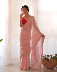 Heavy Georgette’s C - Pallu Embroidered Saree - Chikankari official