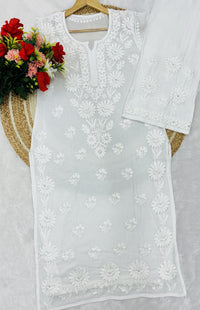 Heavy Ghass Patti Work Modal Kurti Plazzo Set - Chikankari official