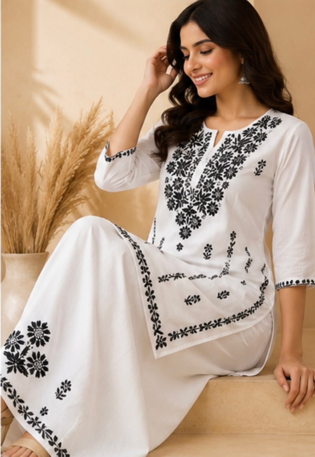 Heavy Hand embroidered Rayon Chikankari 2pc set