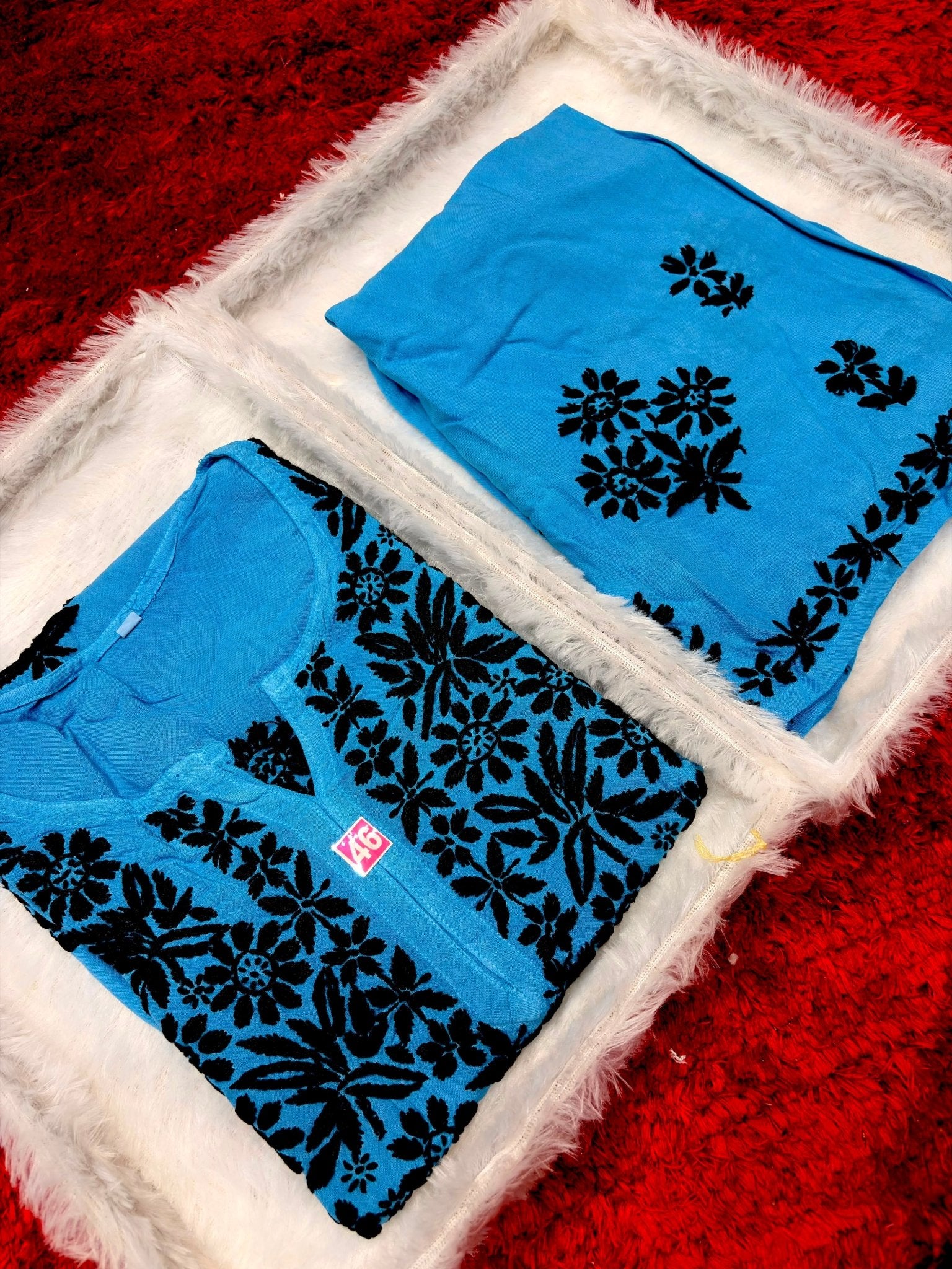 Heavy Hand embroidered Rayon Chikankari 2pc set - Chikankari official