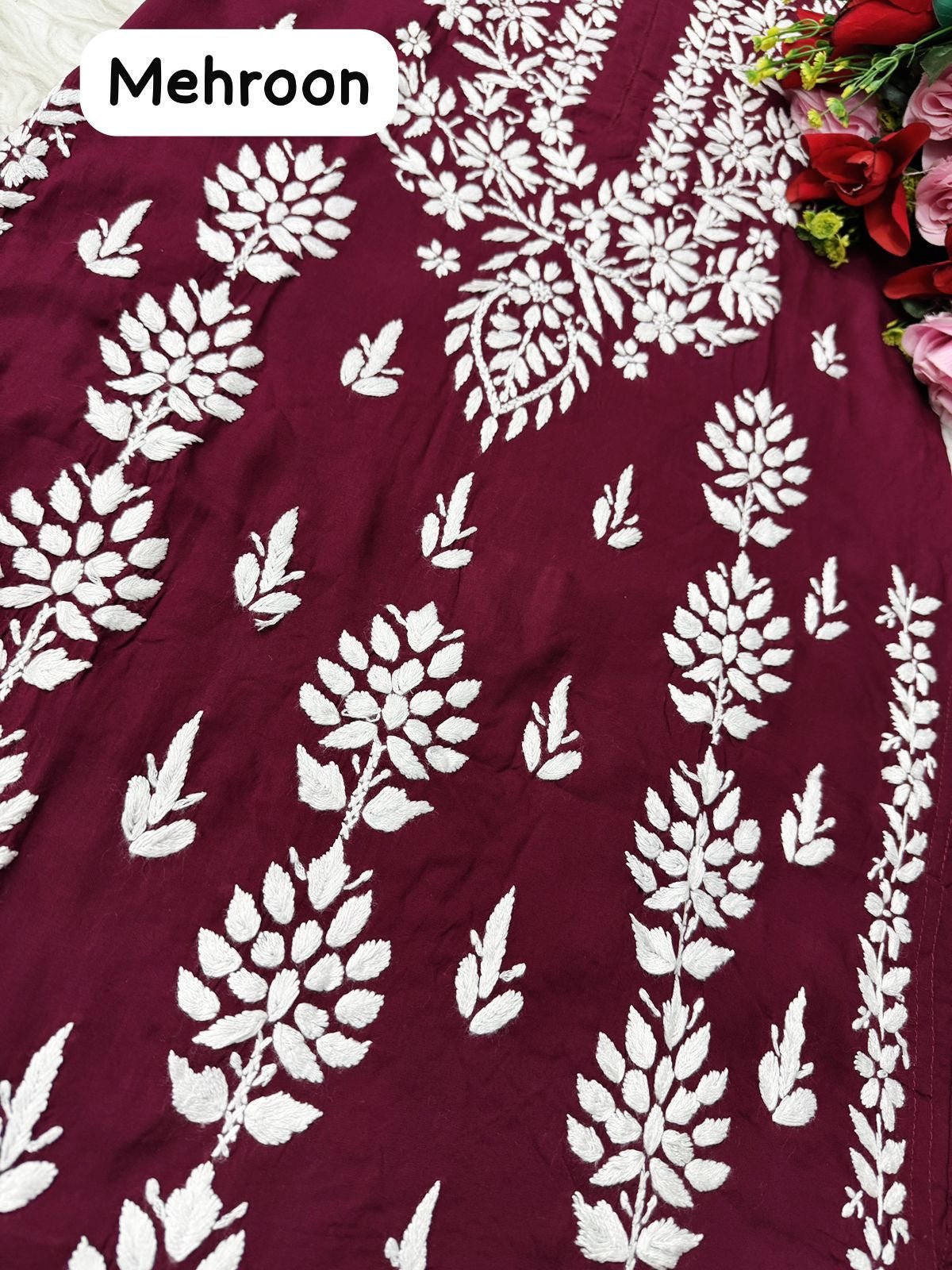 Heavy hand embroidery Modal Cotton Kurta - Chikankari official