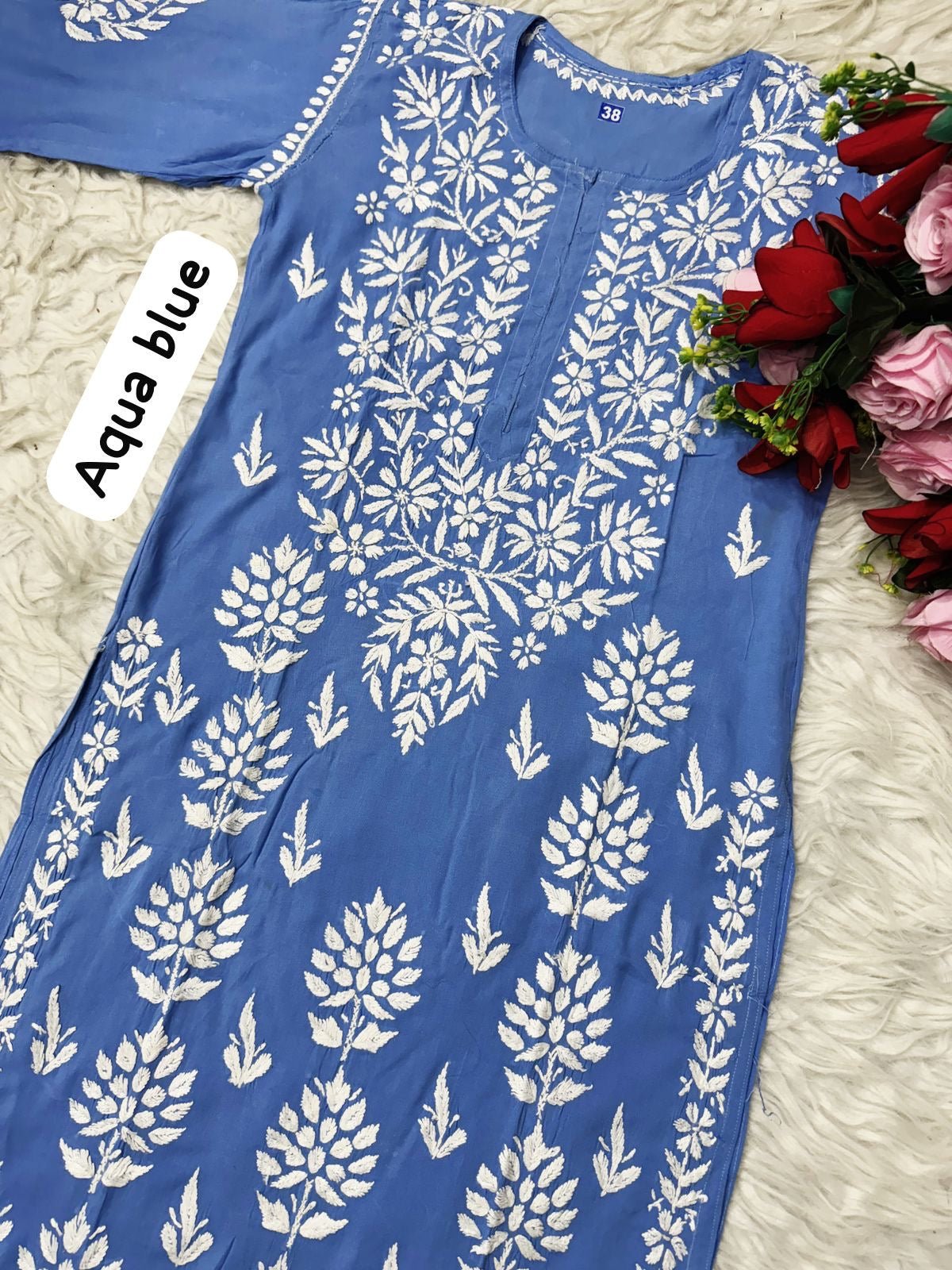 Heavy hand embroidery Modal Cotton Kurta - Chikankari official