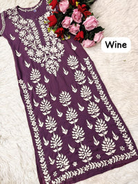 Heavy hand embroidery Modal Cotton Kurta - Chikankari official
