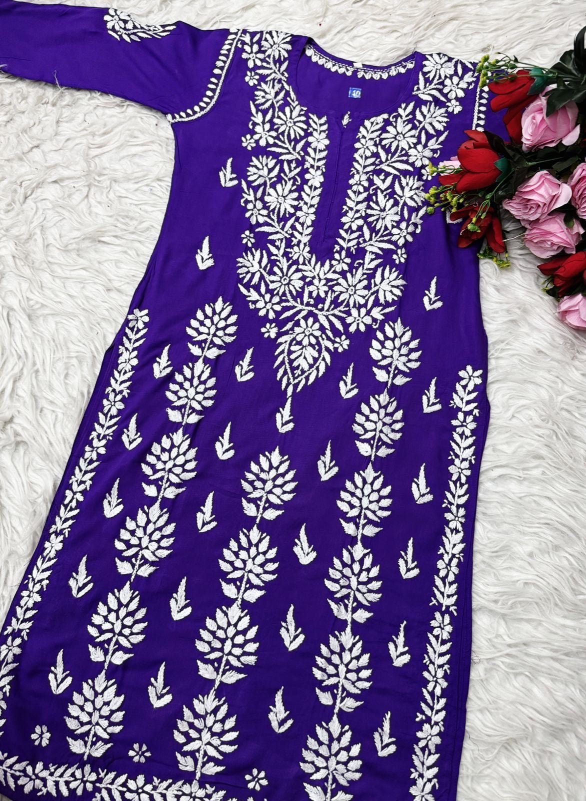 Heavy hand embroidery Modal Cotton Kurta - Chikankari official