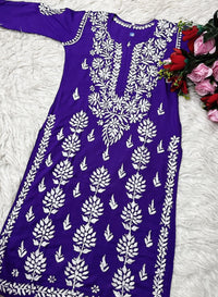 Heavy hand embroidery Modal Cotton Kurta - Chikankari official