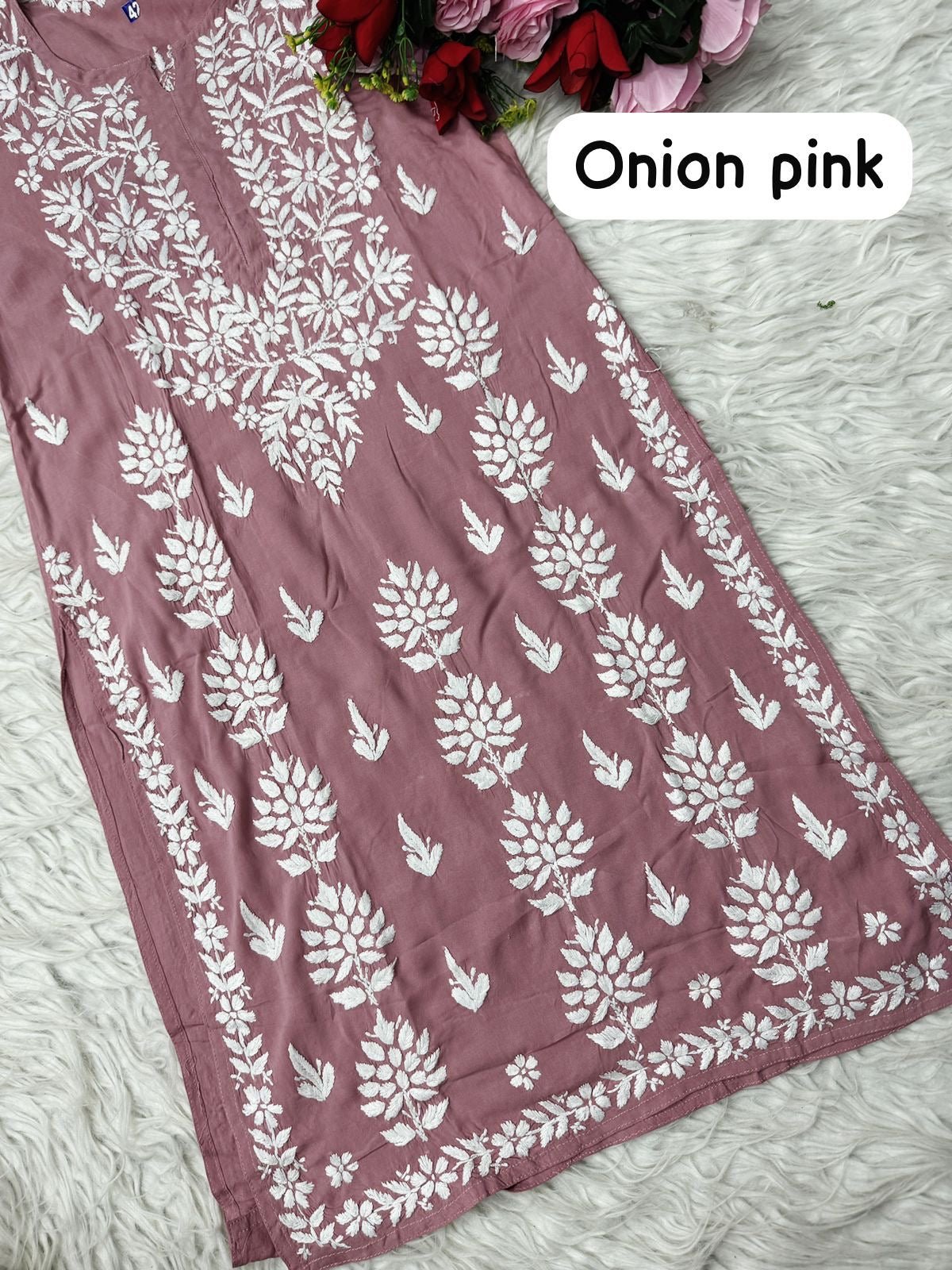 Heavy hand embroidery Modal Cotton Kurta - Chikankari official