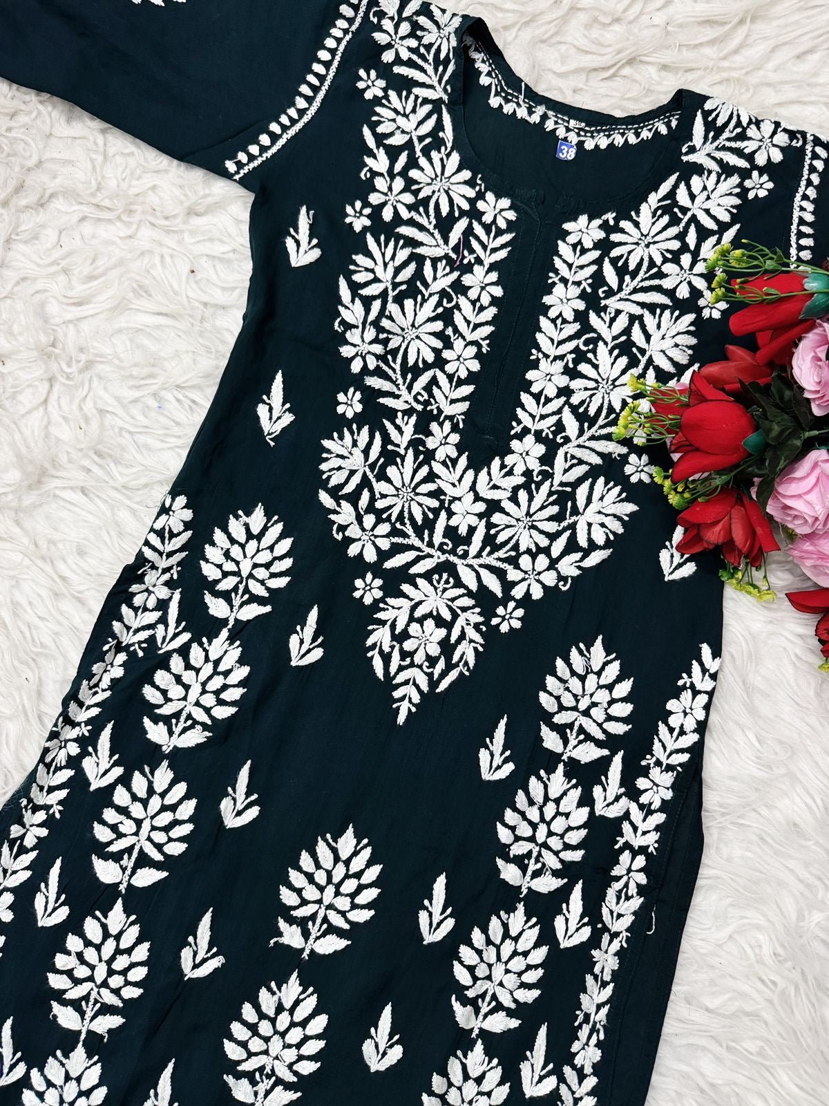 Heavy hand embroidery Modal Cotton Kurta - Chikankari official