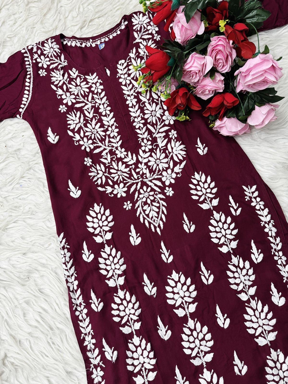 Heavy hand embroidery Modal Cotton Kurta - Chikankari official