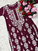 Heavy hand embroidery Modal Cotton Kurta - Chikankari official