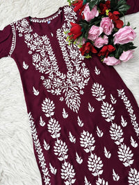 Heavy hand embroidery Modal Cotton Kurta - Chikankari official