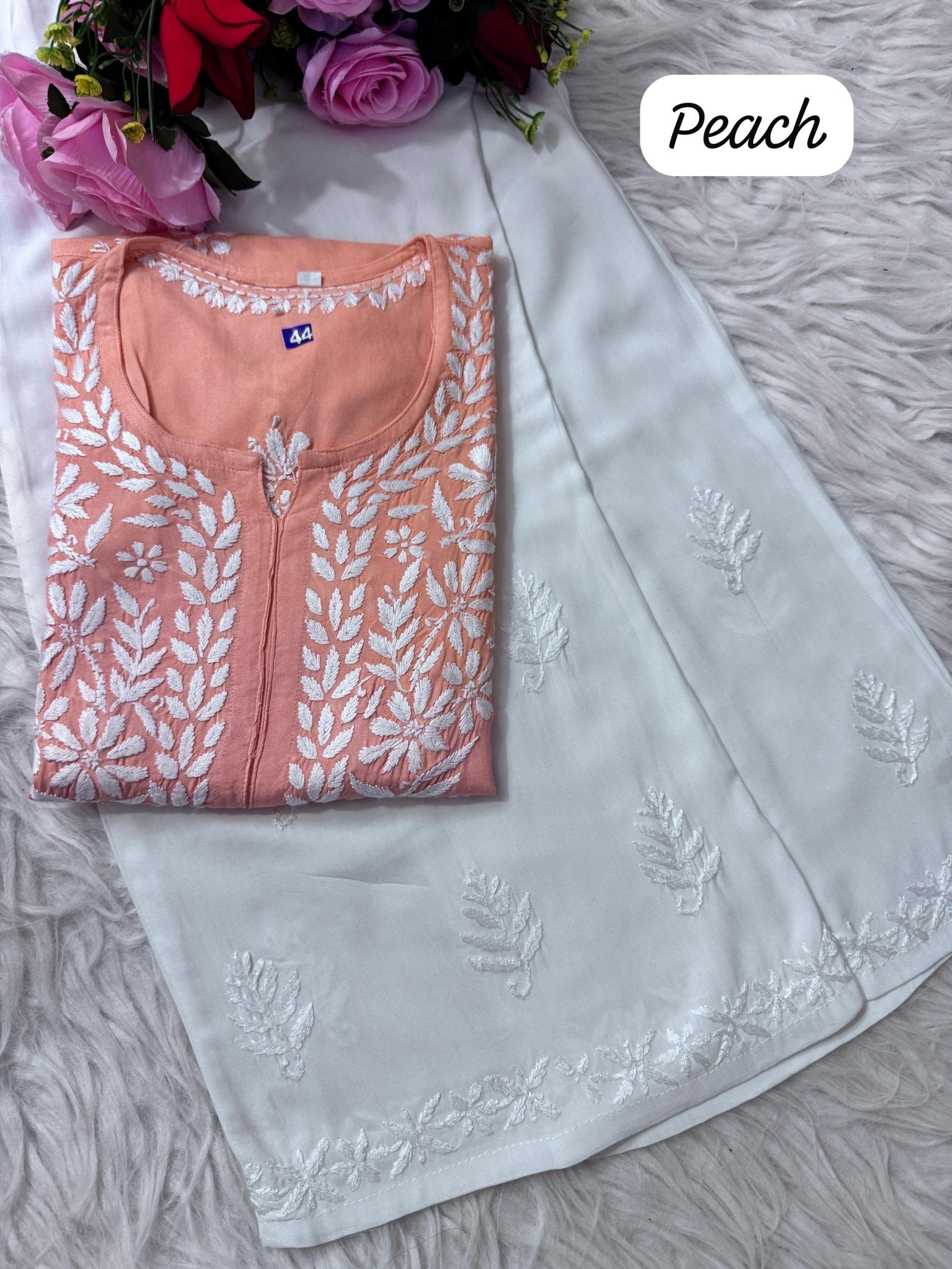 Heavy handwork Fine rich Modal soft Kurta with bottom - Chikankari official