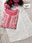 Heavy handwork Fine rich Modal soft Kurta with bottom - Chikankari official