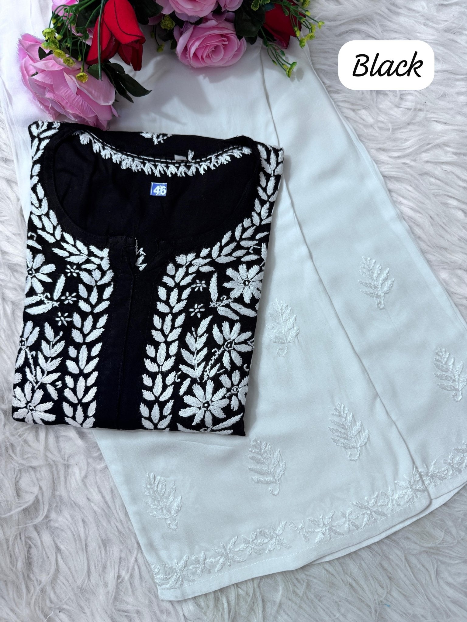 Heavy handwork Fine rich Modal soft Kurta with bottom - Chikankari official