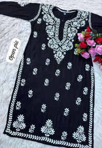 Heavy handwork Fine rich Modal soft Kurta with bottom - Chikankari official
