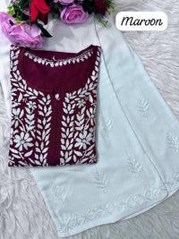 Heavy handwork Fine rich Modal soft Kurta with bottom - Chikankari official
