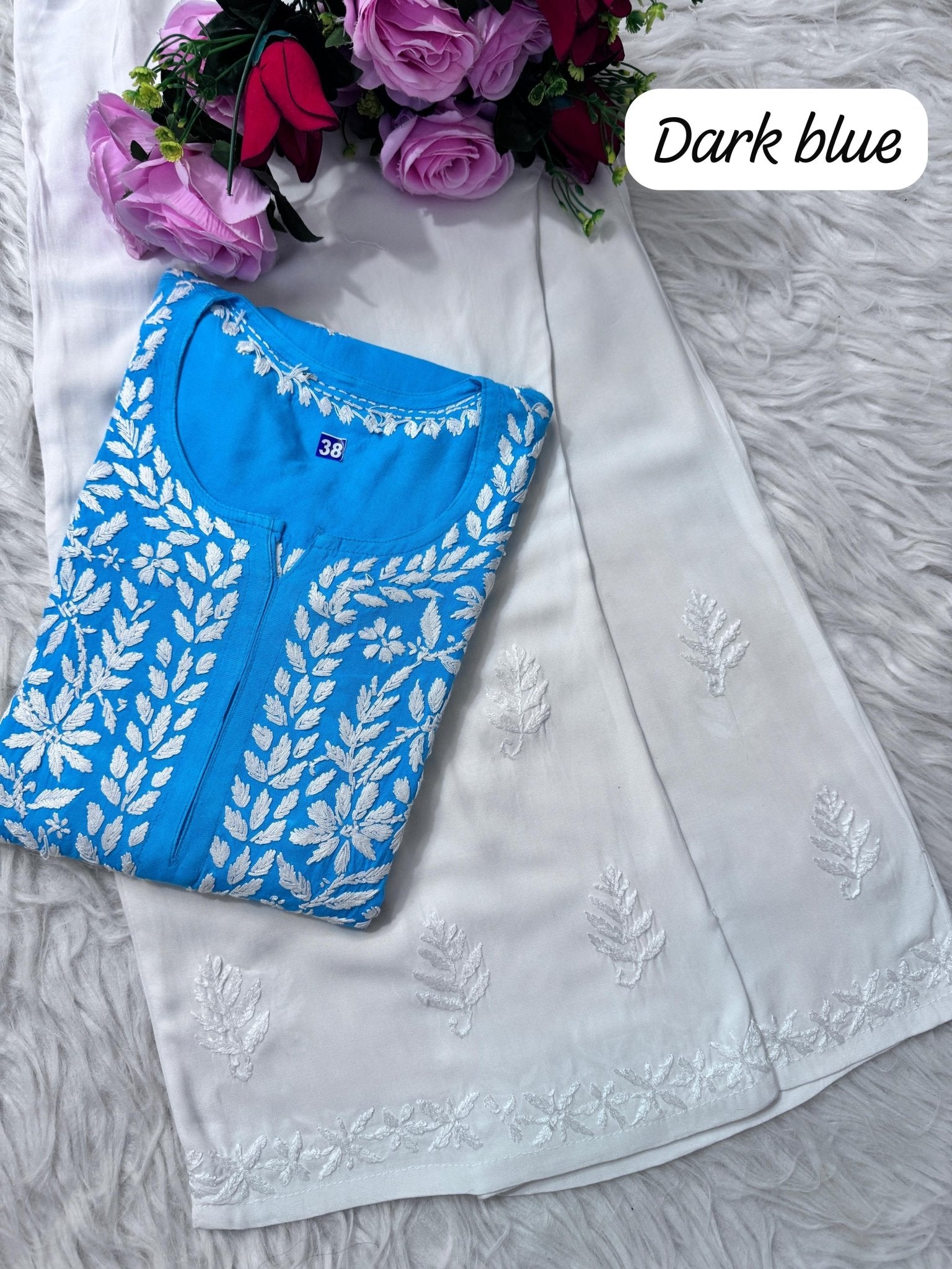 Heavy handwork Fine rich Modal soft Kurta with bottom - Chikankari official