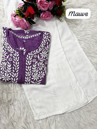 Heavy handwork Fine rich Modal soft Kurta with bottom - Chikankari official