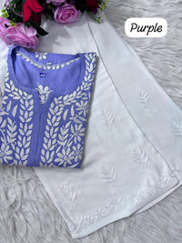Heavy handwork Fine rich Modal soft Kurta with bottom - Chikankari official