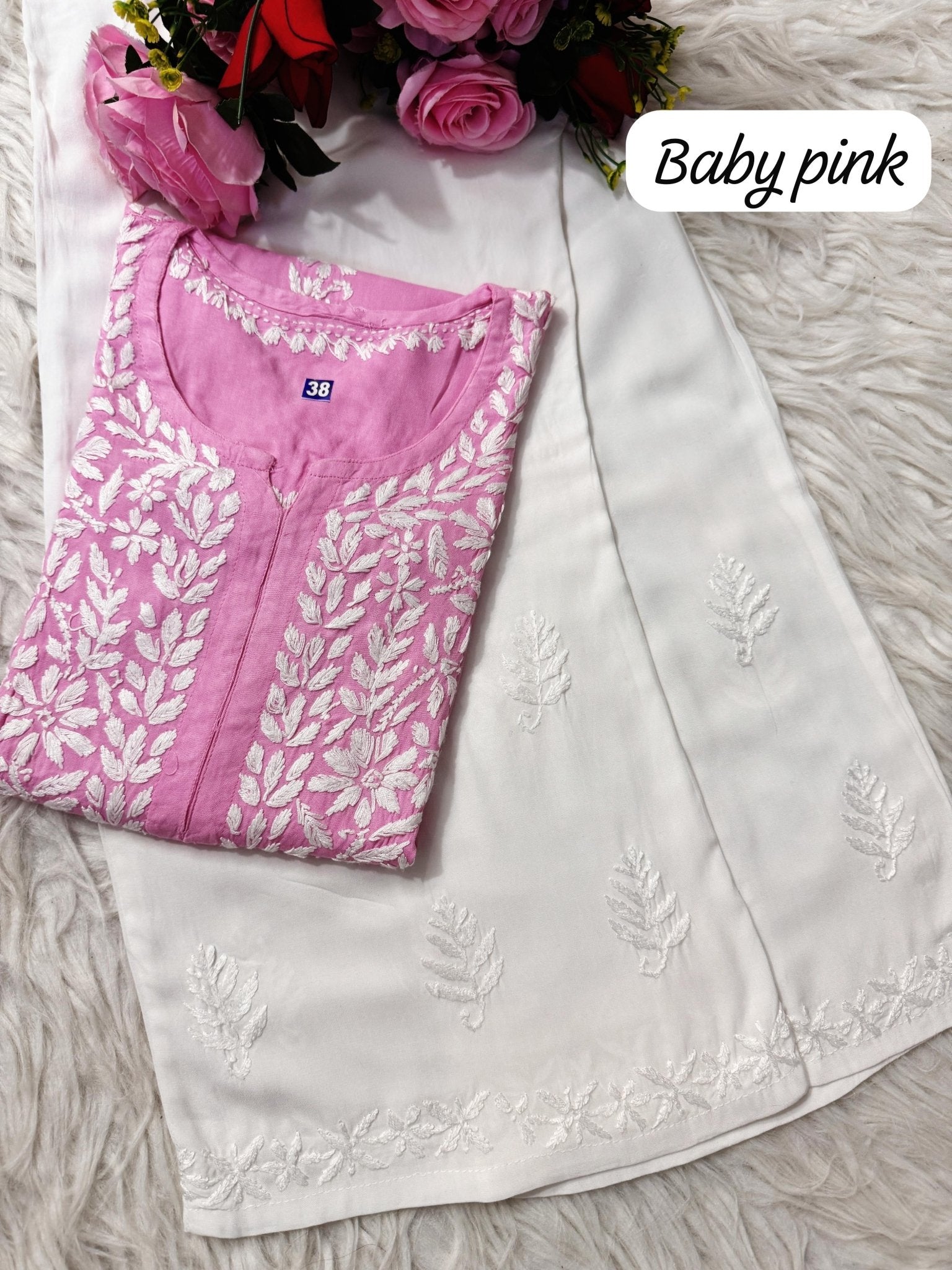 Heavy handwork Fine rich Modal soft Kurta with bottom - Chikankari official