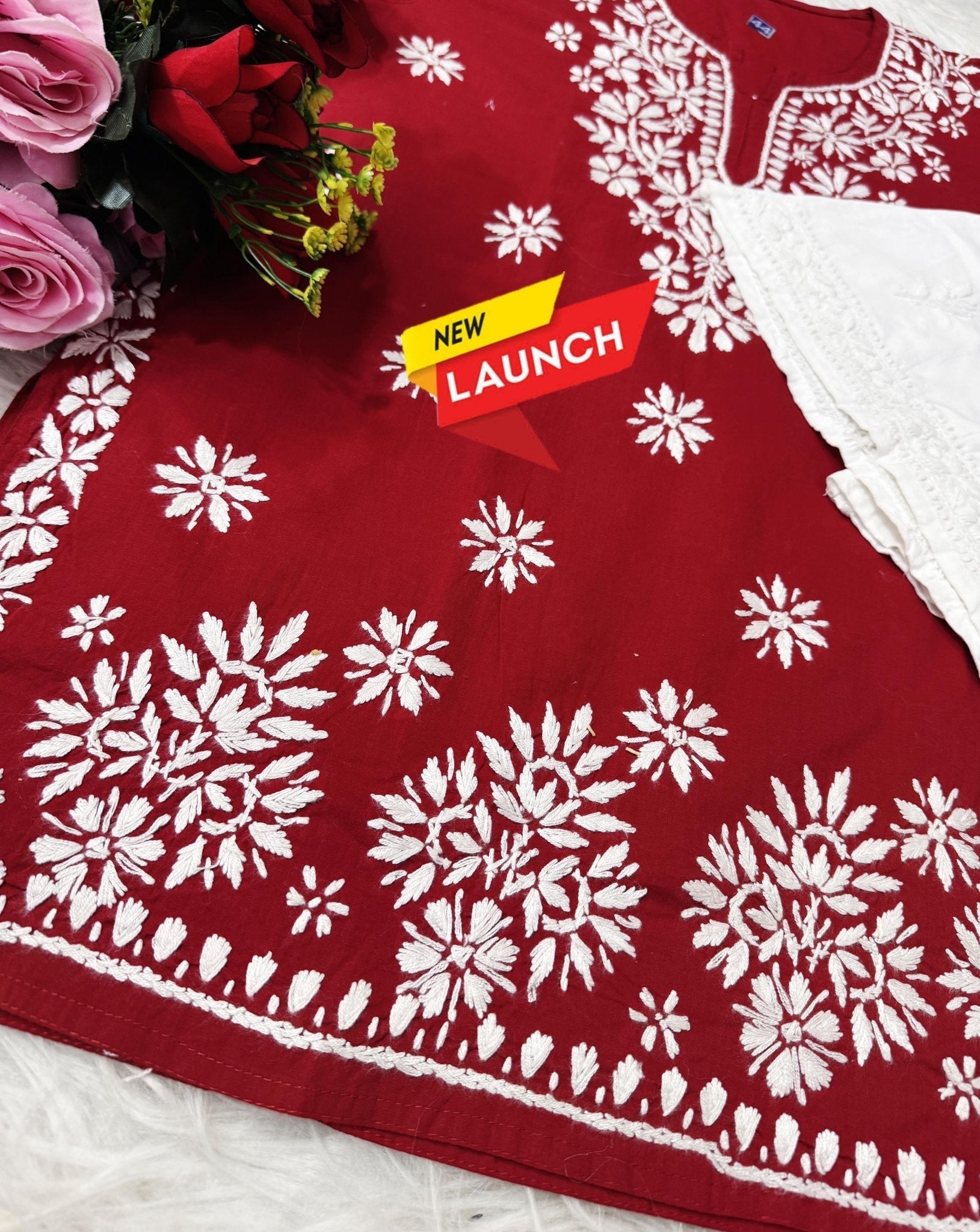 Heavy Handwork Fine rich short top - Chikankari official