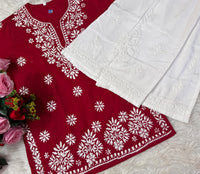 Heavy Handwork Fine rich short top - Chikankari official