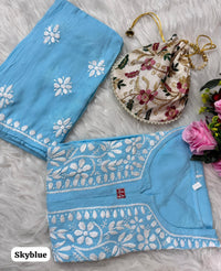 Heavy Handwork Kurti Combo with potli - Chikankari official