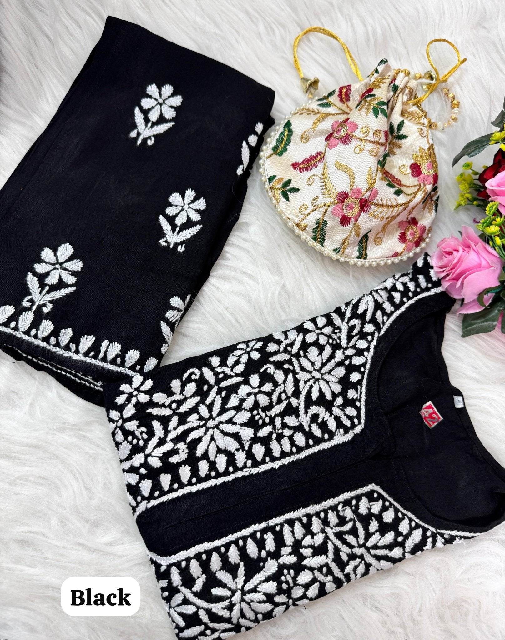 Heavy Handwork Kurti Combo with potli - Chikankari official