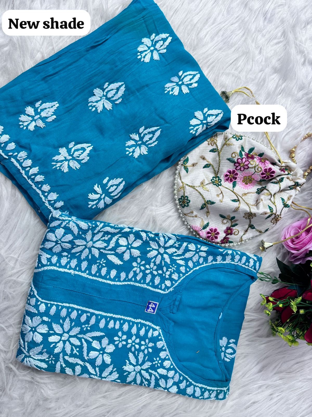 Heavy Handwork Kurti Combo with potli - Chikankari official