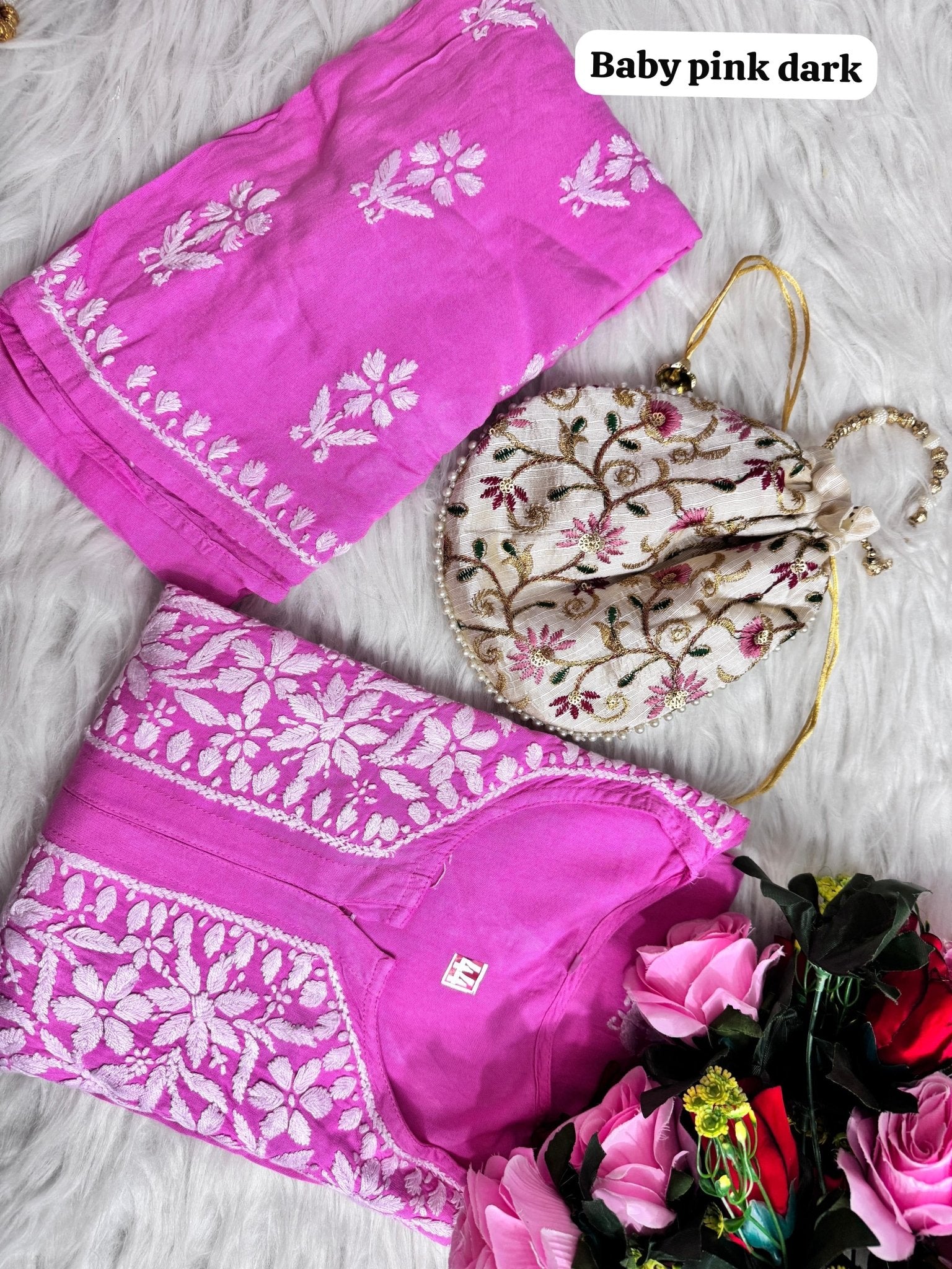 Heavy Handwork Kurti Combo with potli - Chikankari official