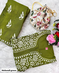 Heavy Handwork Kurti Combo with potli - Chikankari official