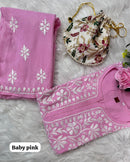 Heavy Handwork Kurti Combo with potli - Chikankari official