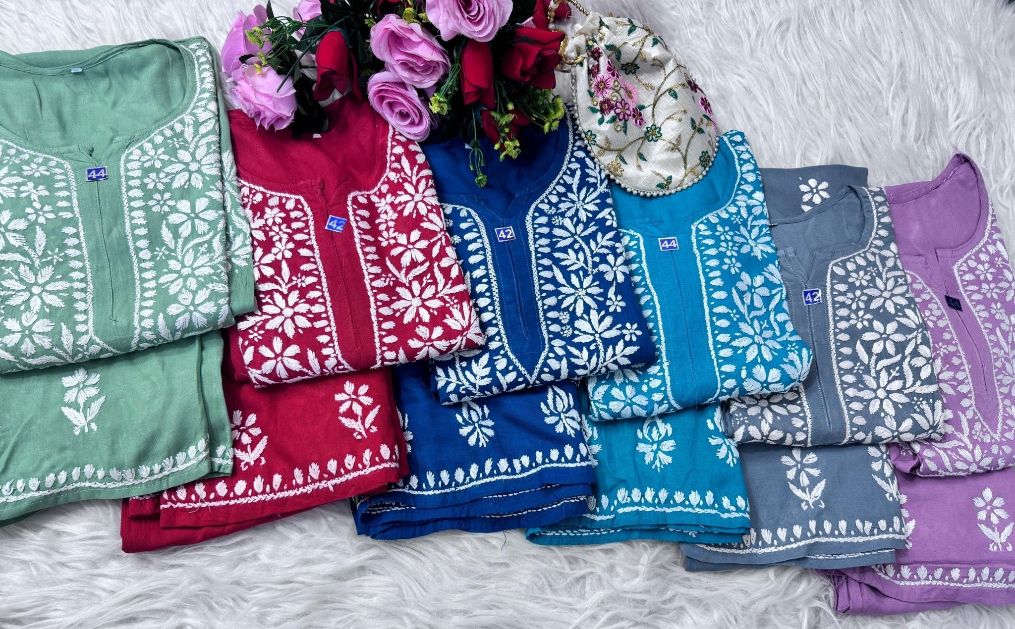 Heavy Handwork Kurti Combo with potli - Chikankari official