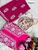 Heavy Handwork Kurti Combo with potli - Chikankari official