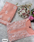 Heavy Handwork Kurti Combo with potli - Chikankari official