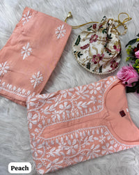 Heavy Handwork Kurti Combo with potli - Chikankari official