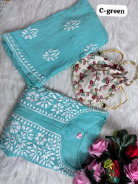 Heavy Handwork Kurti Combo with potli - Chikankari official