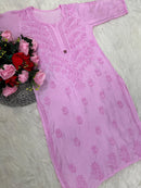 Heavy handwork muslin Dyed kurta & Pant set - Chikankari official