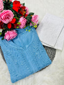 Heavy handwork muslin Dyed kurta & Pant set - Chikankari official