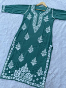Heavy Modal Cotton Daman Handcrafted Kurta - Chikankari official