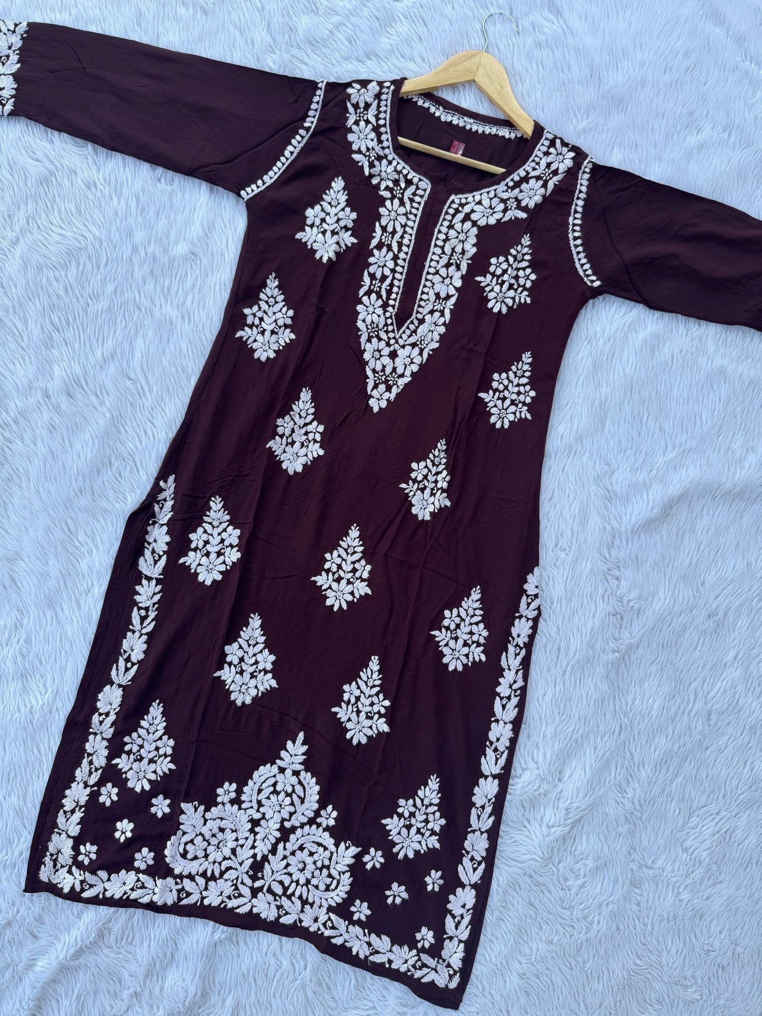 Heavy Modal Cotton Daman Handcrafted Kurta - Chikankari official