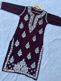 Heavy Modal Cotton Daman Handcrafted Kurta - Chikankari official