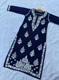 Heavy Modal Cotton Daman Handcrafted Kurta - Chikankari official