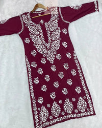 Heavy Modal Cotton Kurtis - Chikankari official