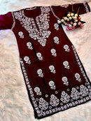 Heavy Modal Kurta with Flower buti - Chikankari official